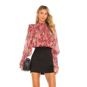 Revolve Bardot Remi Floral Blouse in Pink Gardenia sz S